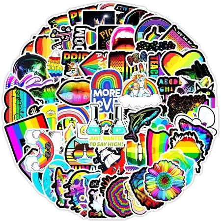 Winkrs | Regenboog stickers | Zwarte Stickers | Coole Stickers | Pride Stickers | 100 regenboog stickers - voor laptop, ipad, telefoon, schrift, muur etc.